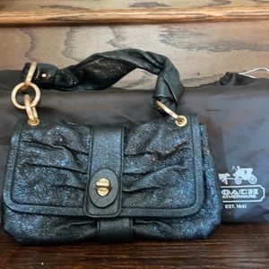 Coach Rose Gold and Black Leather Shoulder Bag